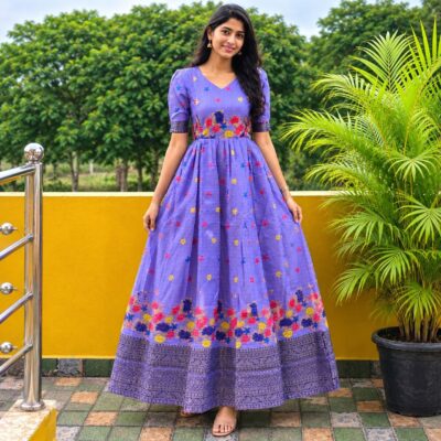 Pure Jamdani Silk Maxi Dress